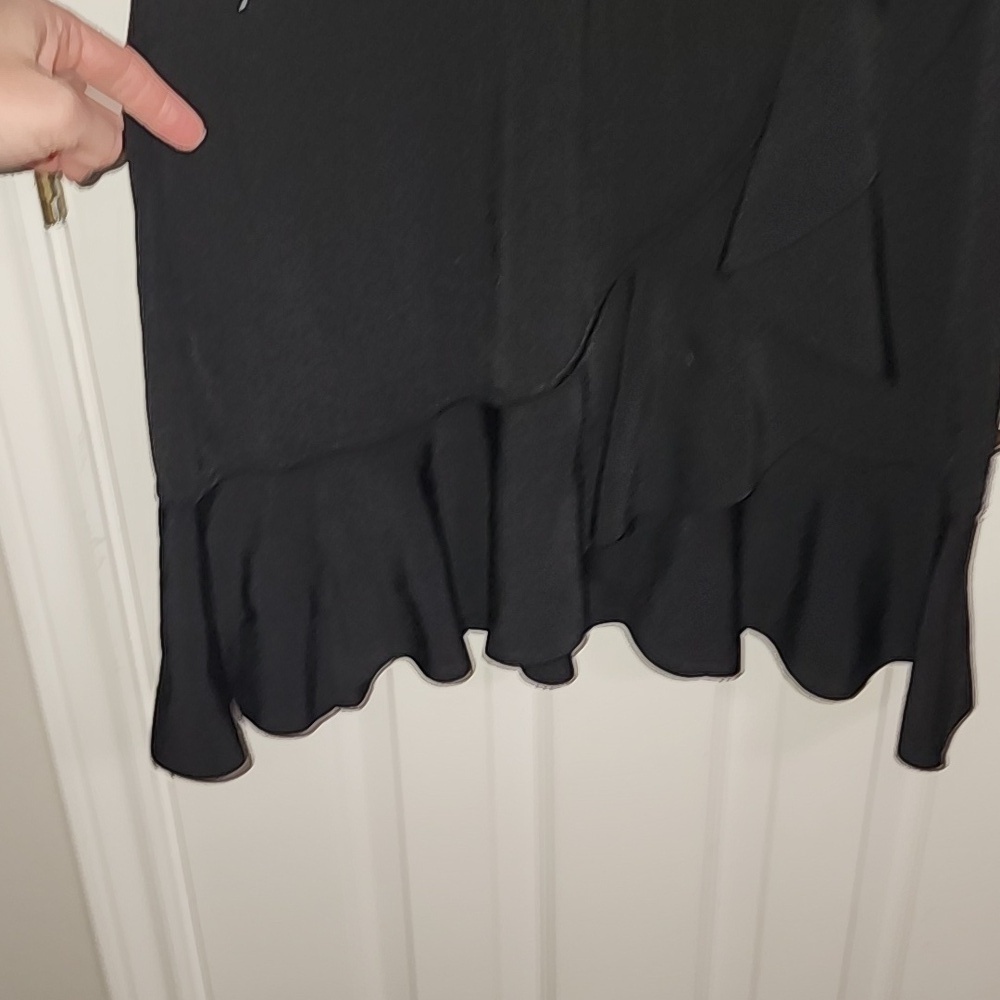 NWT Parker New York Black Faux Wrap Rhinestone Ruffle Detail Size XL - Picture 6 of 11